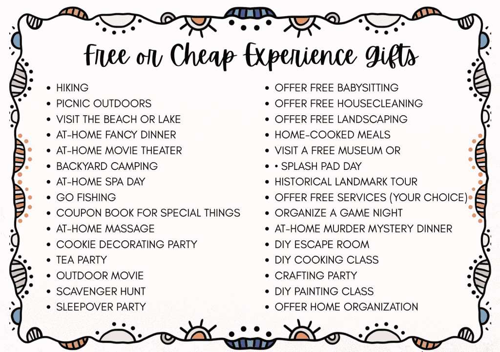 free or cheap experience gift ideas
